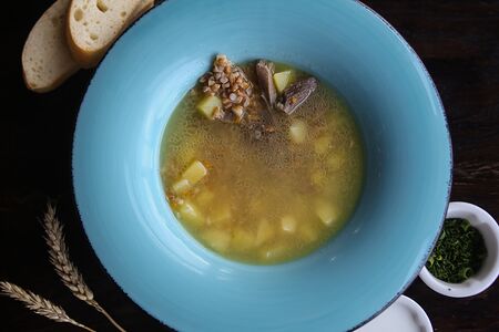 Суп с гусем и полбой