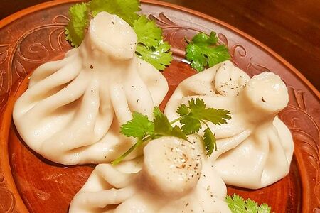 Хинкали с красной рыбой