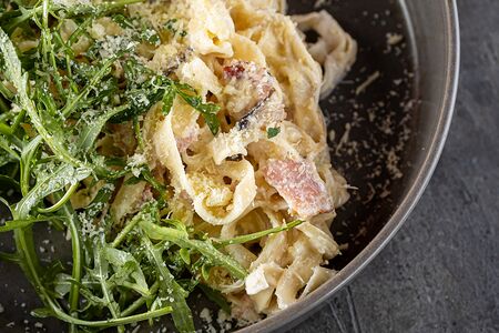 С беконом и вешенками