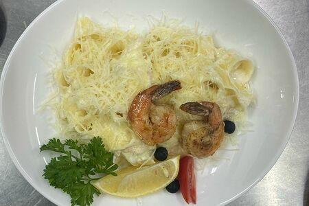 Паста сливочная с тигровыми креветками