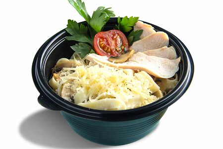 С куриным филе и грибами