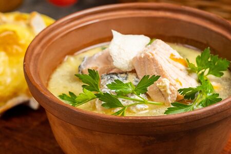 Уха по-царски с картофельными калитками