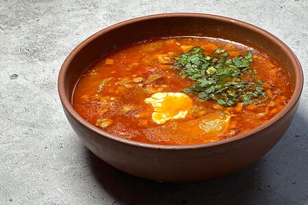 Солянка сборная мясная со сметаной и зеленью