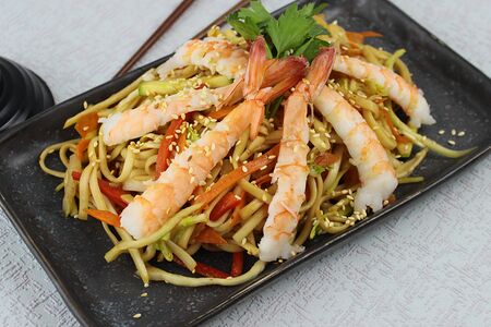 Удон Креветка терияки