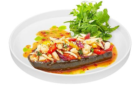 Баклажан с морепродуктами