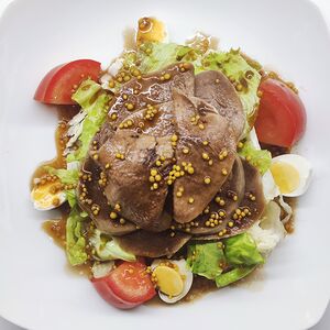 Салат с языком в медово-горчичной заправке