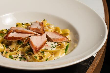 Паста с форелью горячего копчения