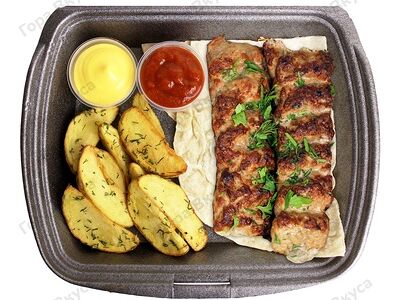 Люля-кебаб телятина (гарнир4) 200/100/30/30 г