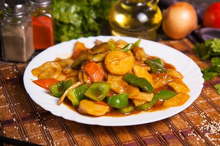 Картофель, баклажан, перец