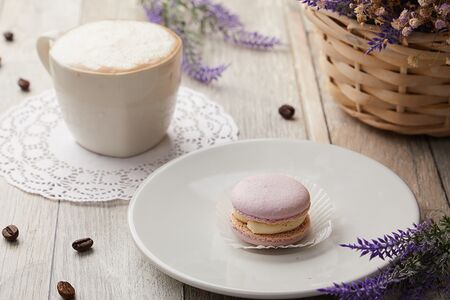 Вегетарианское пирожное Макарон Лаванда-черника