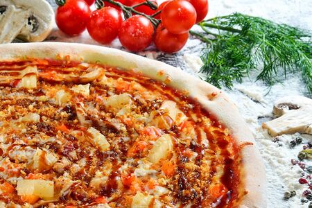 Пицца с цыпленком терияки