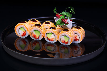 Ролл № 12 Краб с опаленным лососем