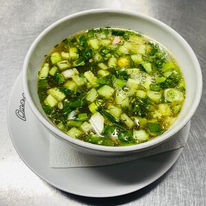Окрошка с колбасой на квасе