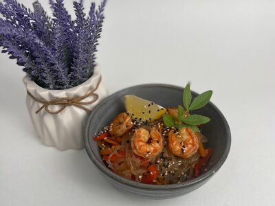 Лапша кадзукири с креветкой