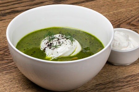 Суп Щавелевый с языком и яйцом пашот