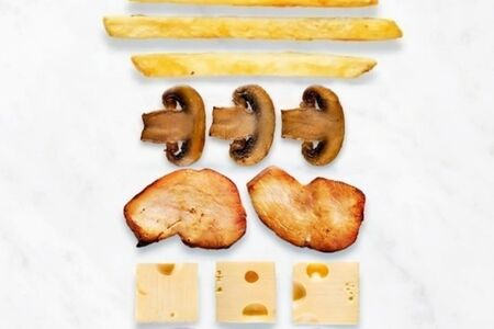 По-деревенски с сыром и грибами