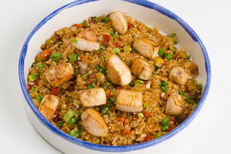 Чесночный рис с курицей