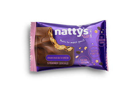 Nattys Mini Crispy с арахисом, карамелью и изюмом