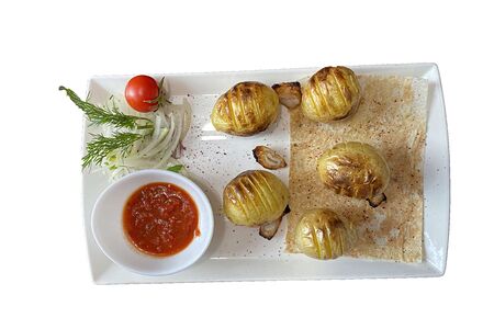 Шашлык из молодой картошки с курдюком