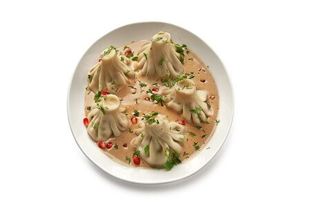 Классические мини-хинкали в перечном соусе