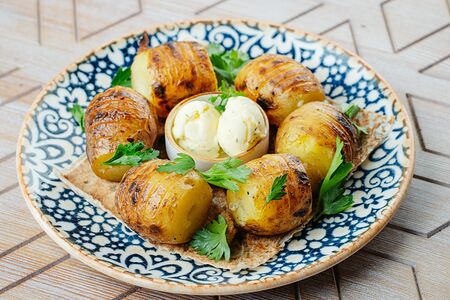 Шашлык из картофеля с курдюком