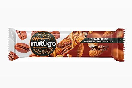 Батончик с миндалём, пеканом, карамелью, морской солью Nut&Go