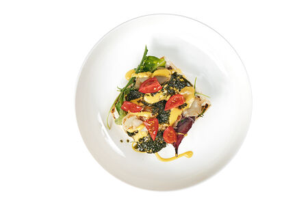 Тартин с гребешком и трюфельным кремом