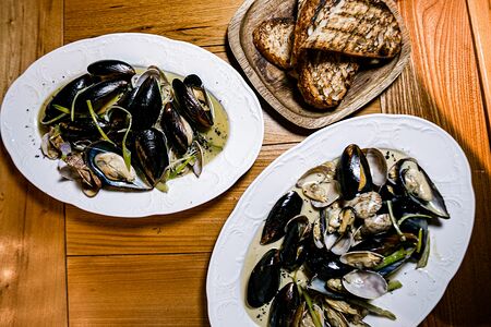 Мидии в сливочном соусе