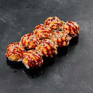 Острый запеченный ролл с лососем и крабом