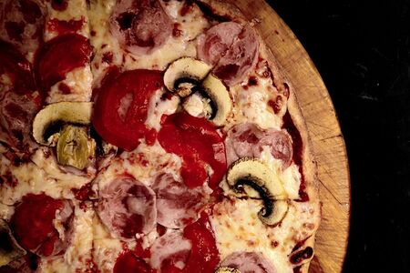 Пицца с ветчиной и грибами