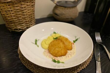 Щучьи котлеты с пюре Васаби