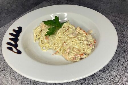 Спагетти с лососем