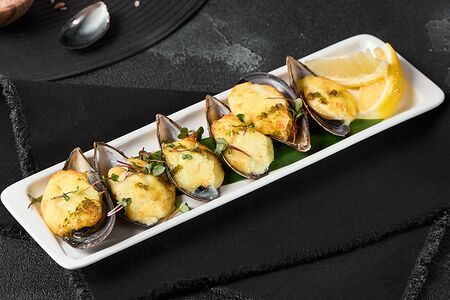 Новозеландские мидии под сырной шапкой