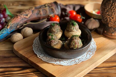 Грибы, запеченные с мясом