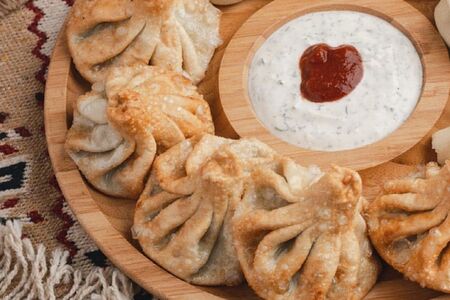 Хинкали жареные cвинo-говяжьи