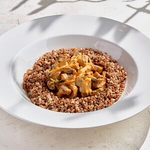 Бефстроганов с гречей