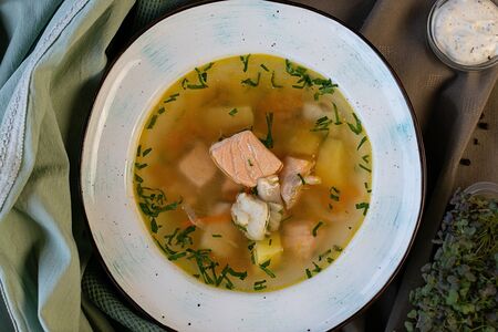 Уха из судака и семги