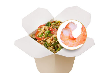 Рис с тигровыми креветками и овощами