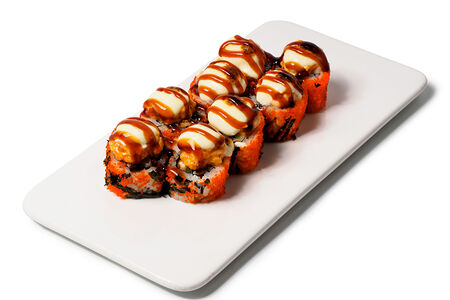 Ролл запеченый с лососем и угрем