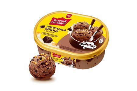 Золотой Стандарт мороженое сливочное в контейнере Шоколадный Брауни с арахисом