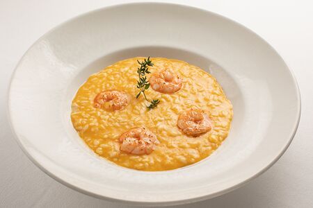 Ризотто с тыквой и креветками