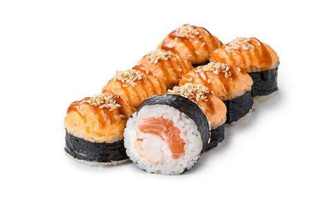 Запеченные тигровые креветки с лососем