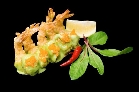 Тигровые креветки с соусом васаби