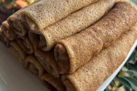 Блинчик с творогом и бананом