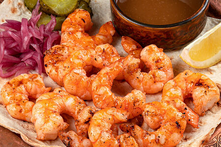 Креветки с соусом восточный понзу