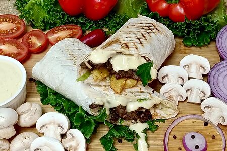 Грибная шаурма с говядиной