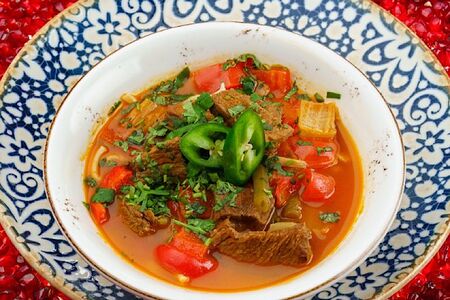 Лагман из телятины с домашней лапшой