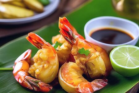 Жареные креветки со сливочным васаби