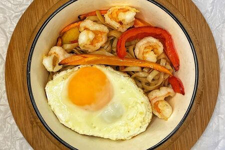 Удон с креветками