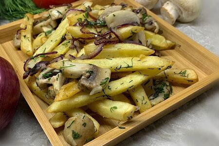 Картошечка с грибами и зеленью постная